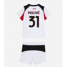 AC Milan Strahinja Pavlovic #31 Bortedraktsett Barn 2025-26 Kortermet (+ korte bukser)